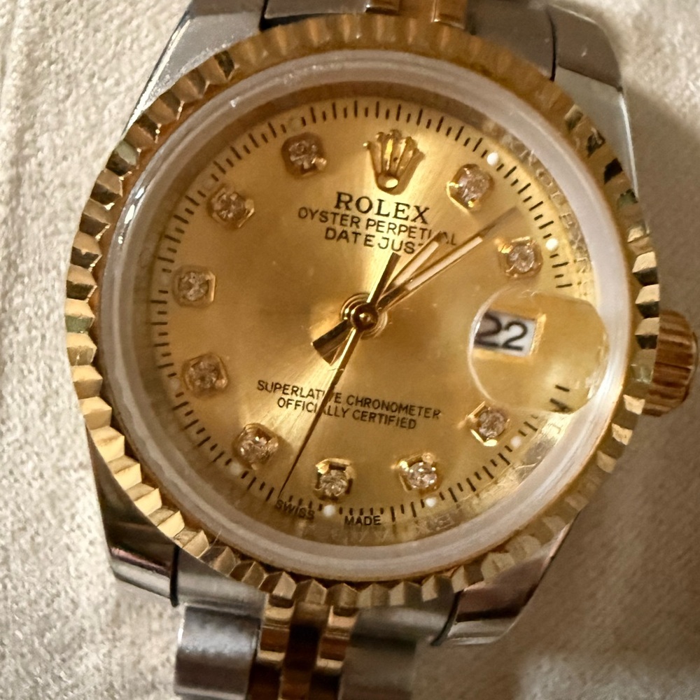 Rolex Gold and Silver Datejust with Diamond Accents